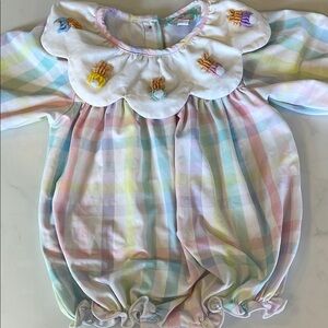 Pastel Plaid Bubble Romper for Easter